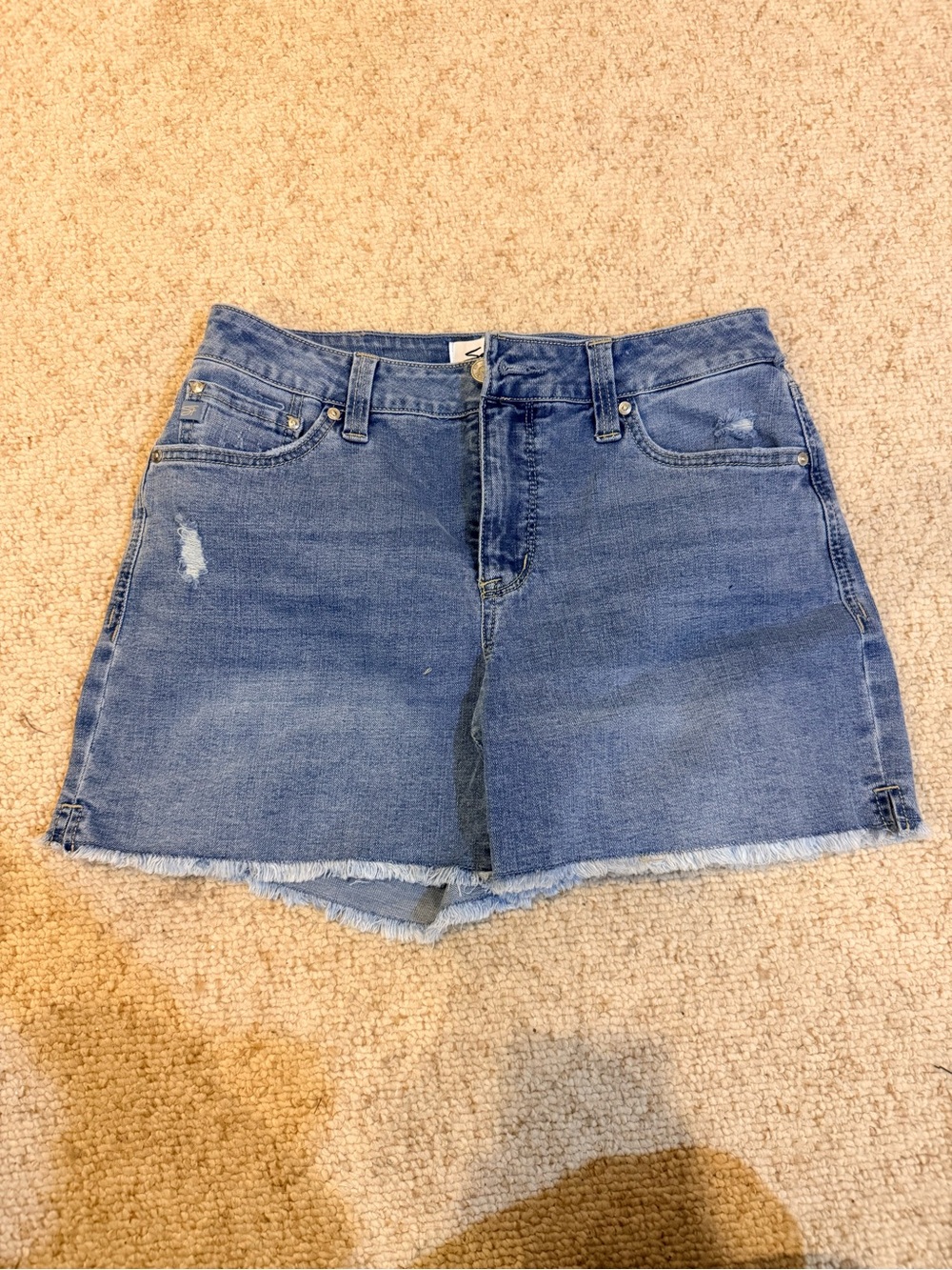 Seven7 Blue High-Rise Denim Shorts